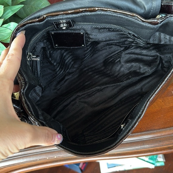 Prada Vernice Sfumato Flap Bag Spazzolato Ombre Shoulder Purse Patent Leather - Picture 13 of 16
